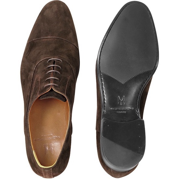 MORESCHI Dublin Dark Brown Suede Cap-Toe Oxford Shoes - Size 8.5 - G61-21 - Picture 3 of 10